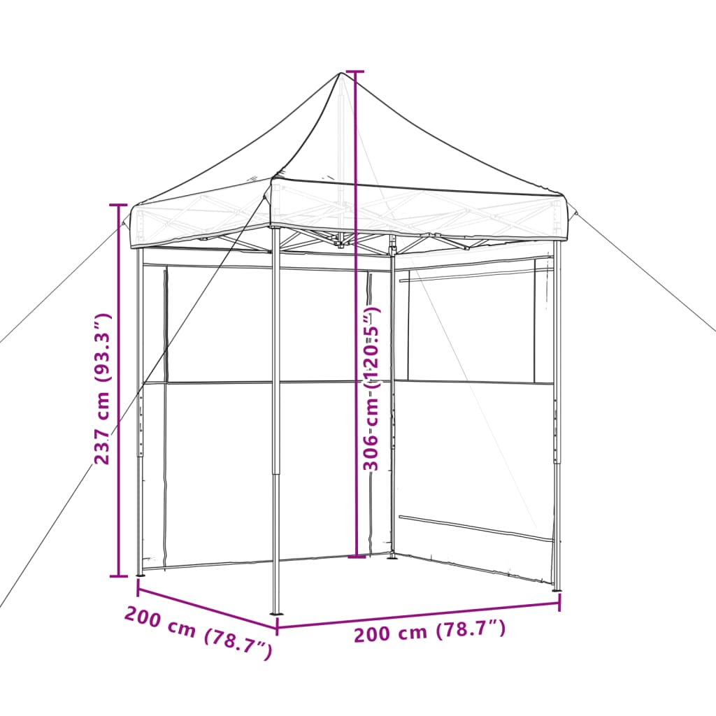 Skládací party stan pop-up se 2 bočními stěnami taupe