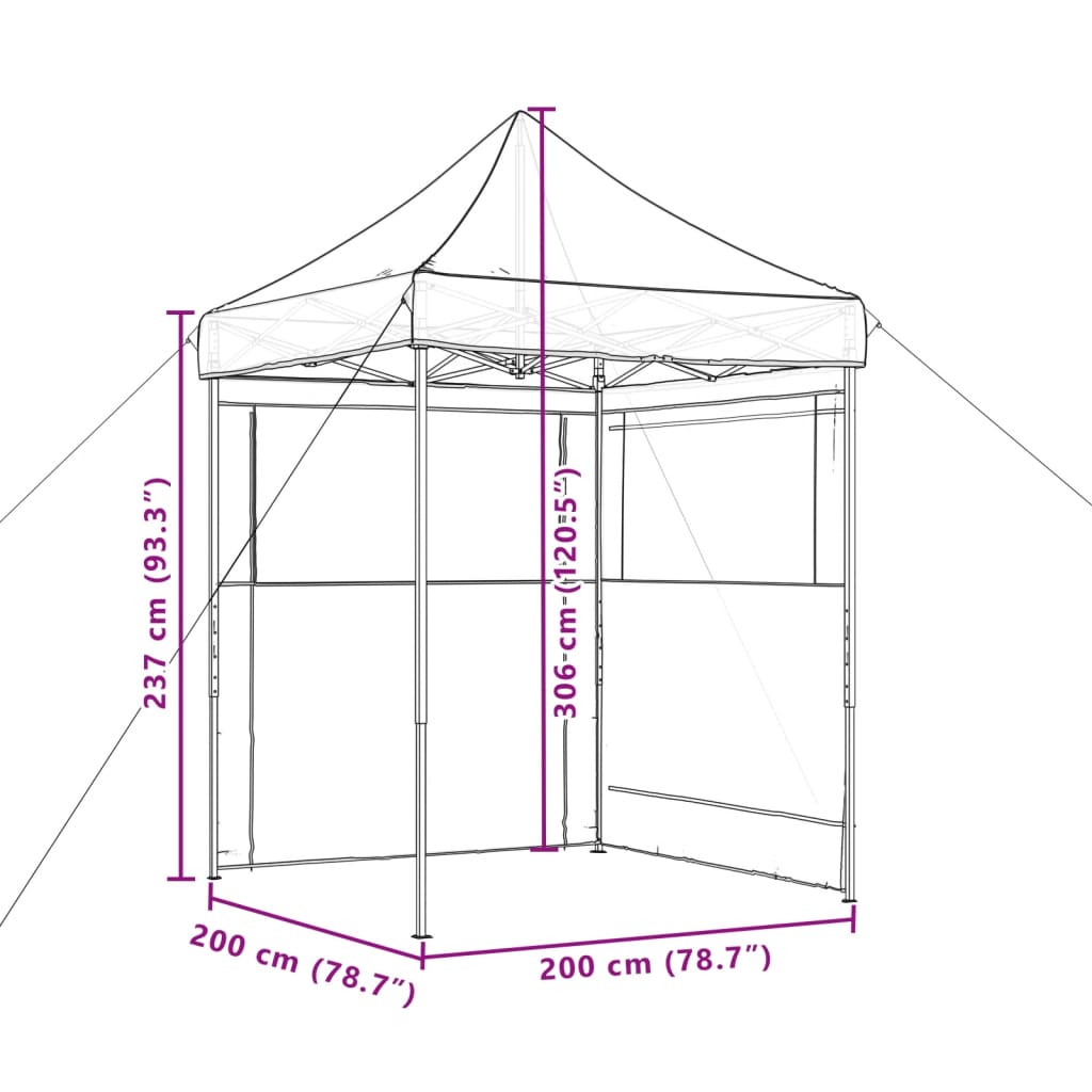 Skládací party stan pop-up se 2 bočními stěnami hnědý