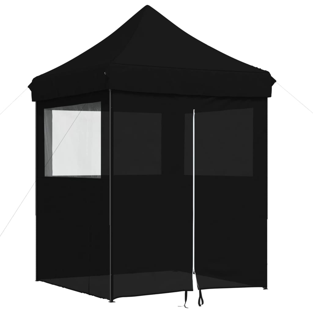 Skládací party stan pop-up se 4 bočními stěnami černý