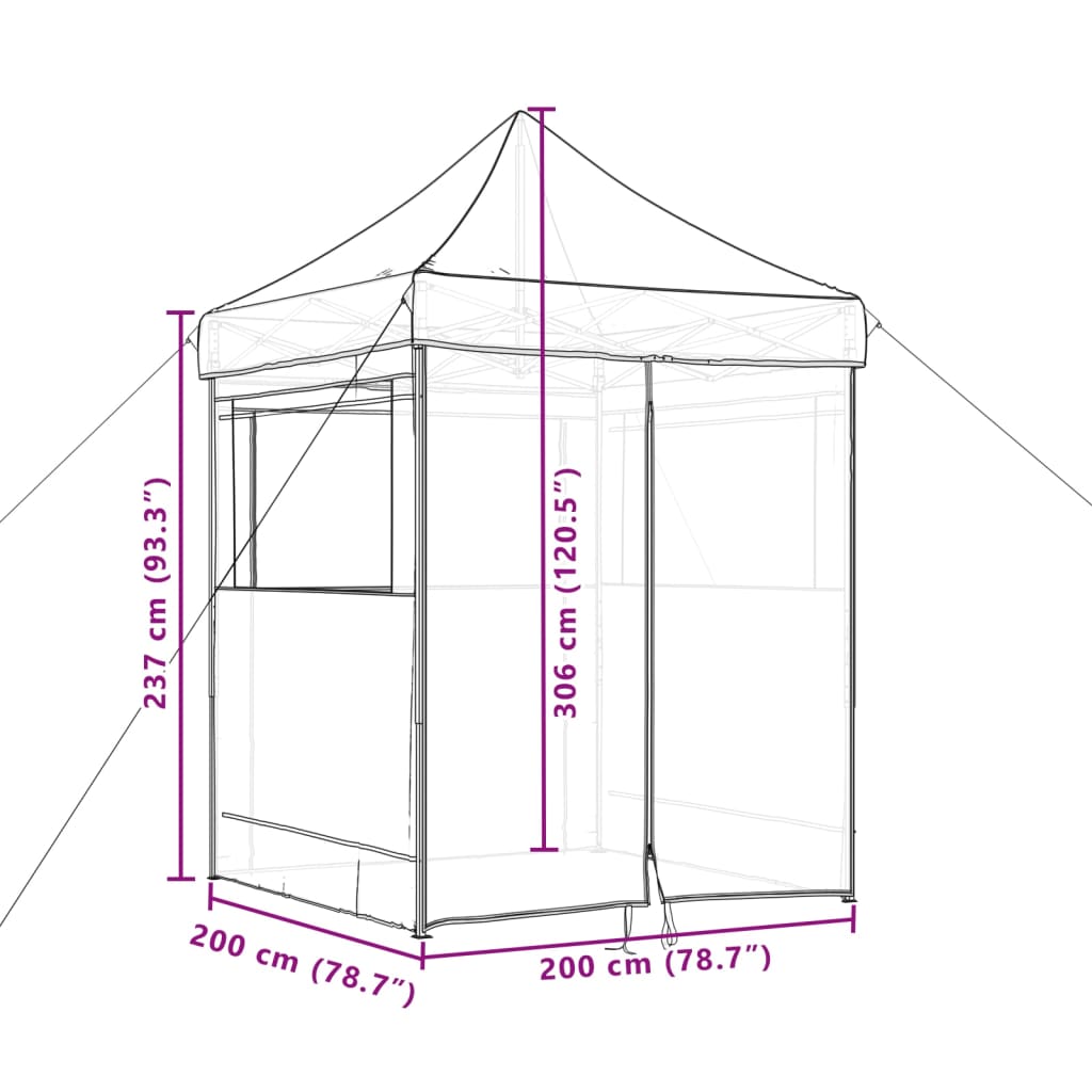 Skládací party stan pop-up se 4 bočními stěnami černý