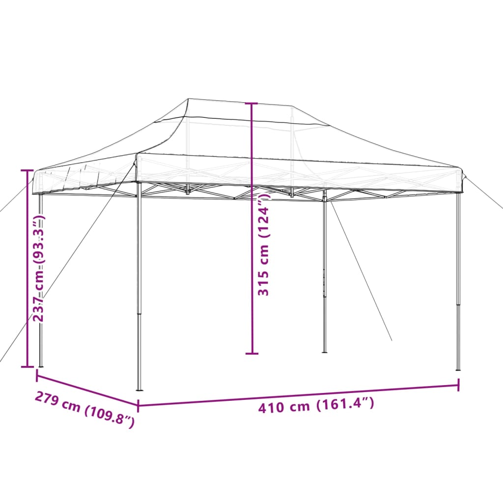 Skládací party stan pop-up vínový 410 x 279 x 315 cm