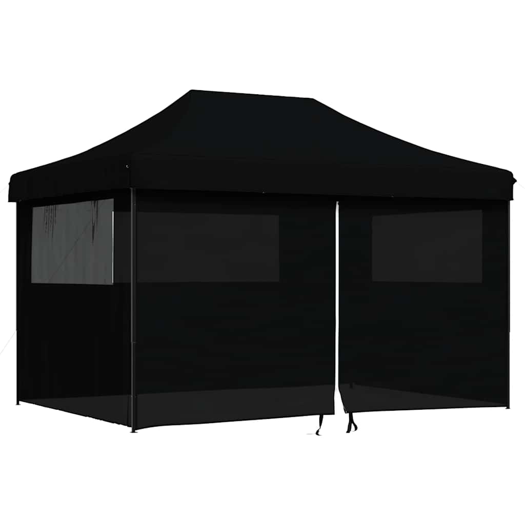 Skládací party stan pop-up se 4 bočními stěnami černý