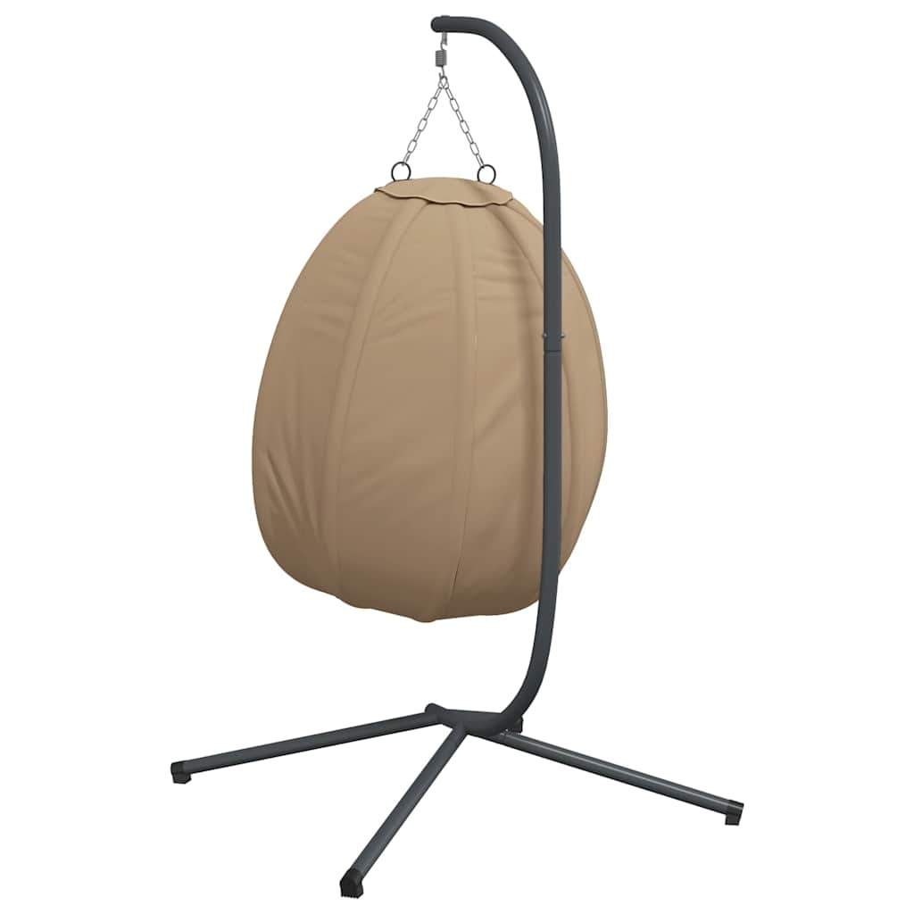 Závěsné křeslo vajíčko se stojanem taupe textil a ocel