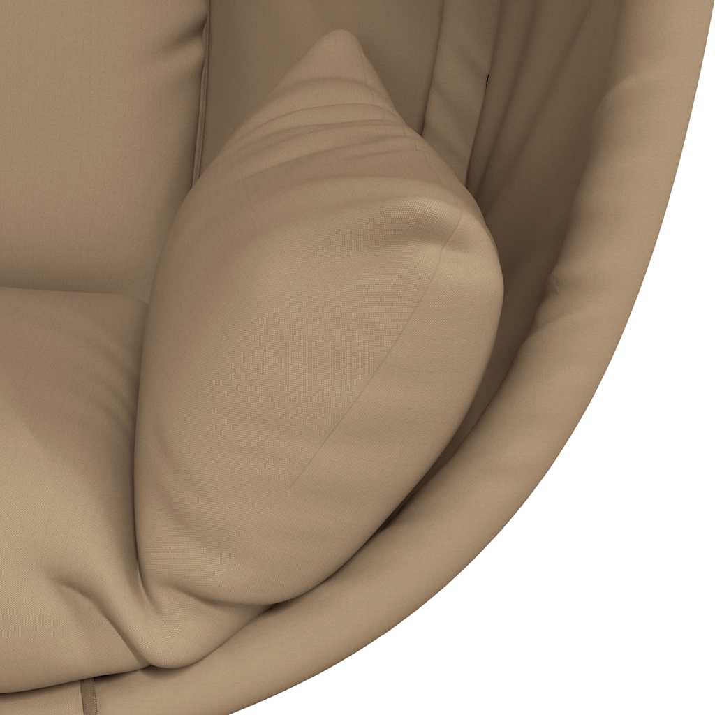 Závěsné křeslo vajíčko se stojanem taupe textil a ocel
