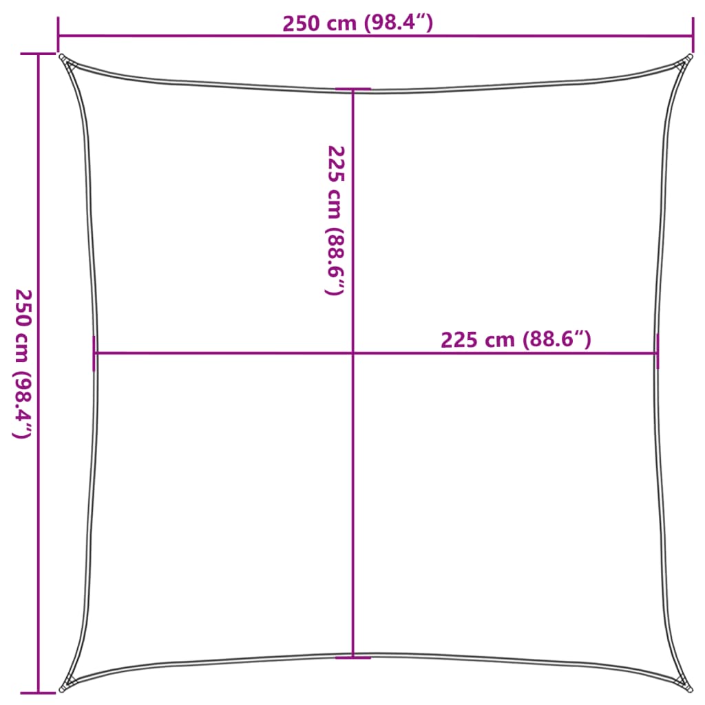 Stínicí plachta 160 g/m² čtverec světle šedá 2,5 x 2,5 m HDPE