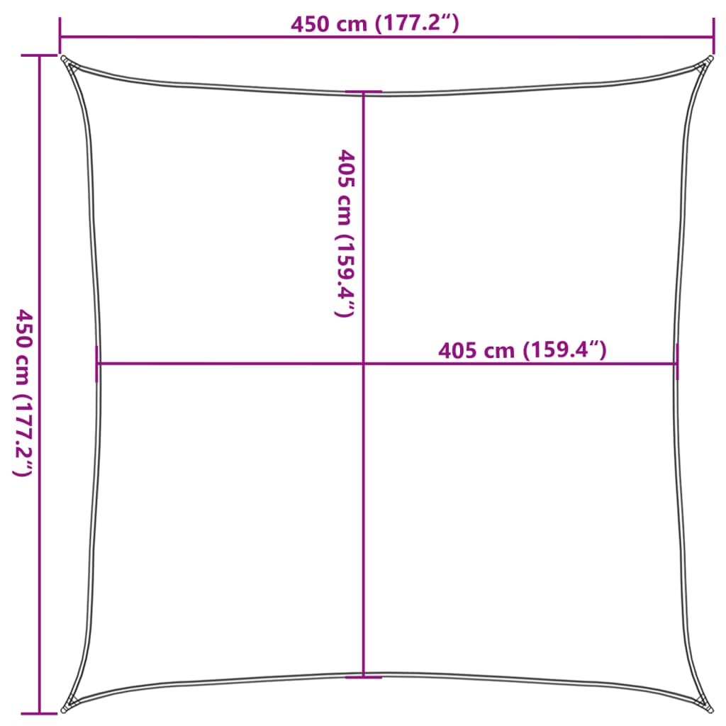 Stínicí plachta 160 g/m² čtverec světle šedá 4,5 x 4,5 m HDPE