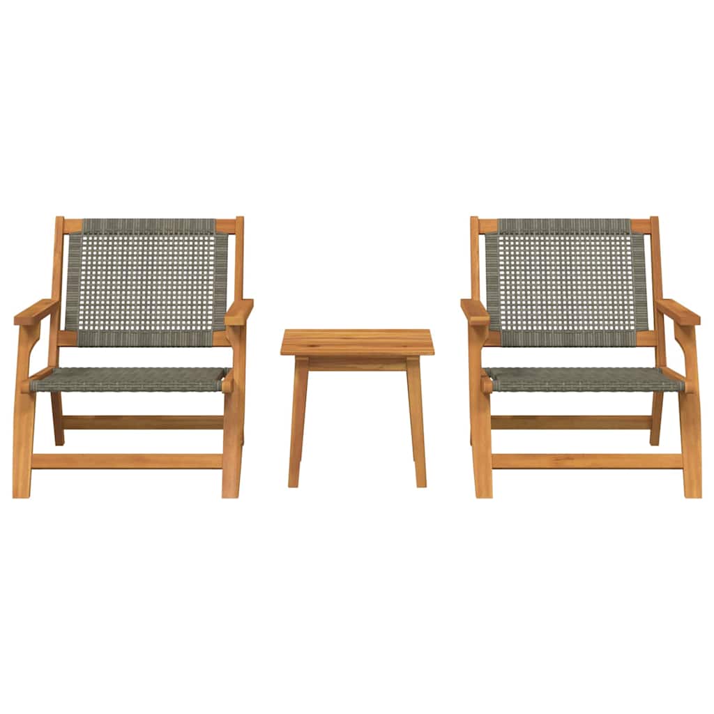 Zahradní židle se stolem 3 pcs Šedá 45 x 45 x 40 cm