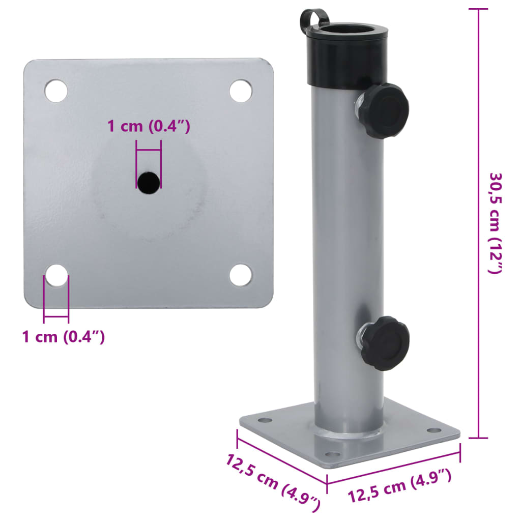 Základna pro slunečník pro tyč Ø 38/48 mm stříbrná ocel