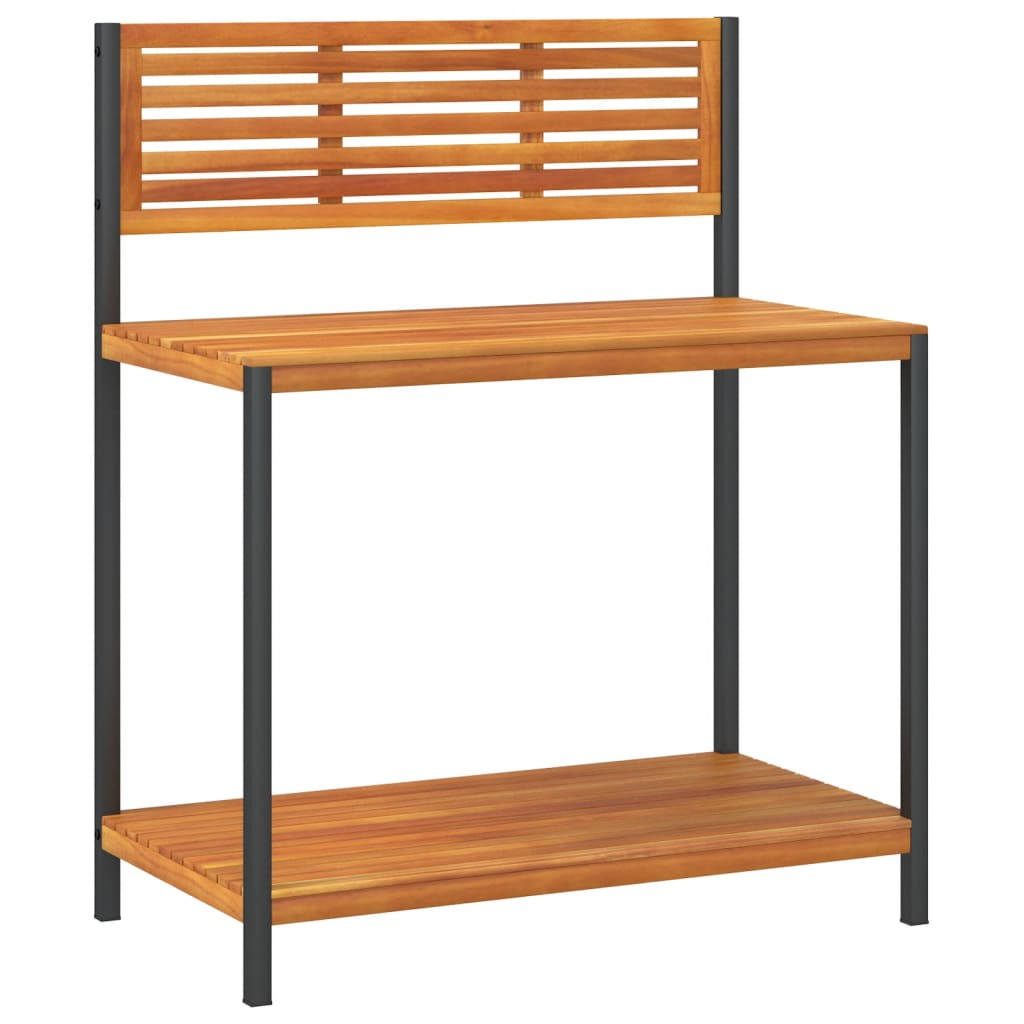 Zahradní pracovní stůl 90 x 50 x 110 cm masivní akácie a ocel