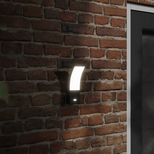 Venkovní nástěnná LED svítidla s čidlem 2 ks černá litý hliník