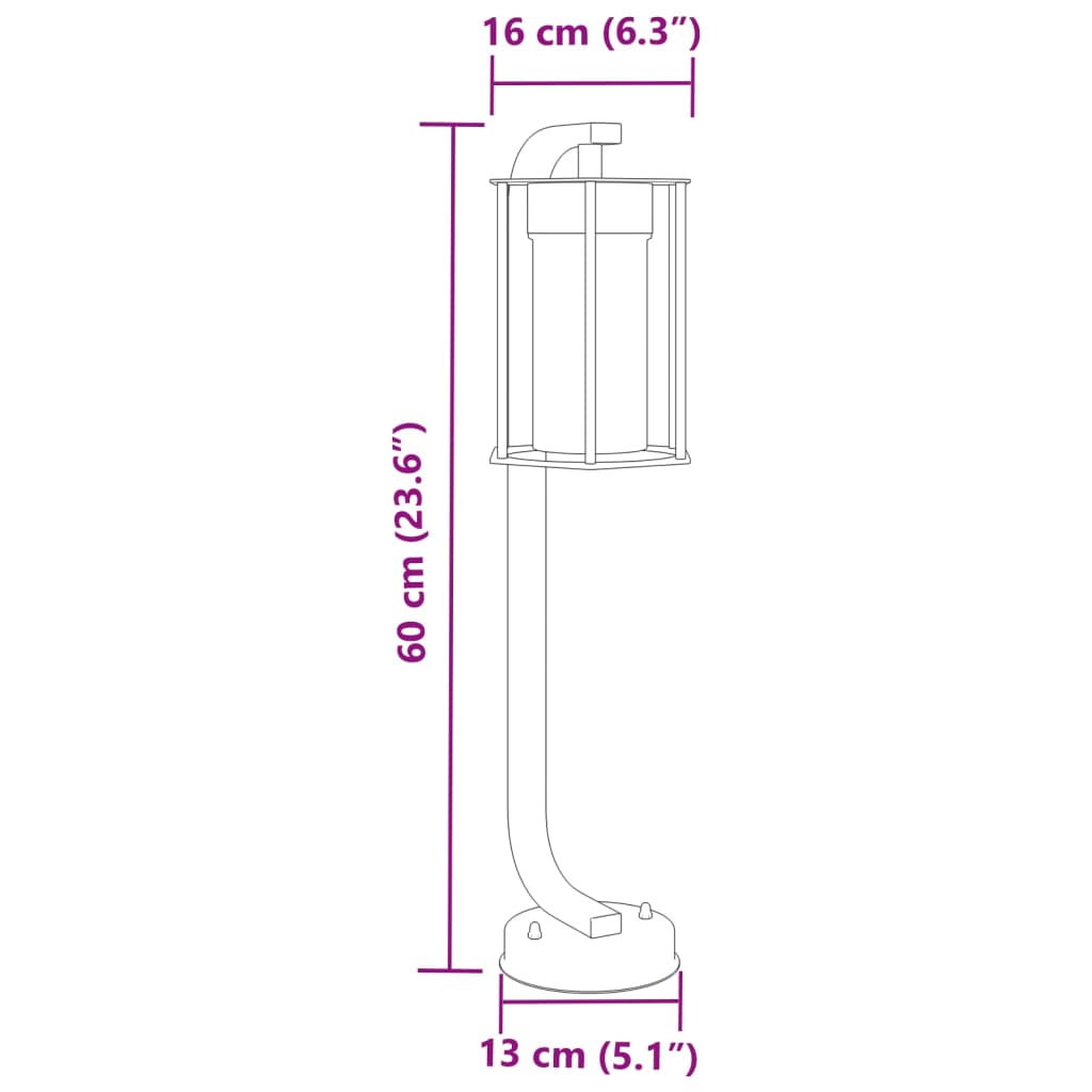 Venkovní stojací lampy 3 ks černé 60 cm nerezová ocel