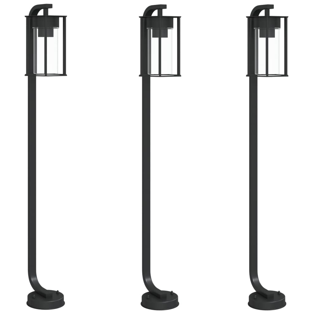 Venkovní stojací lampy 3 ks černé 100 cm nerezová ocel