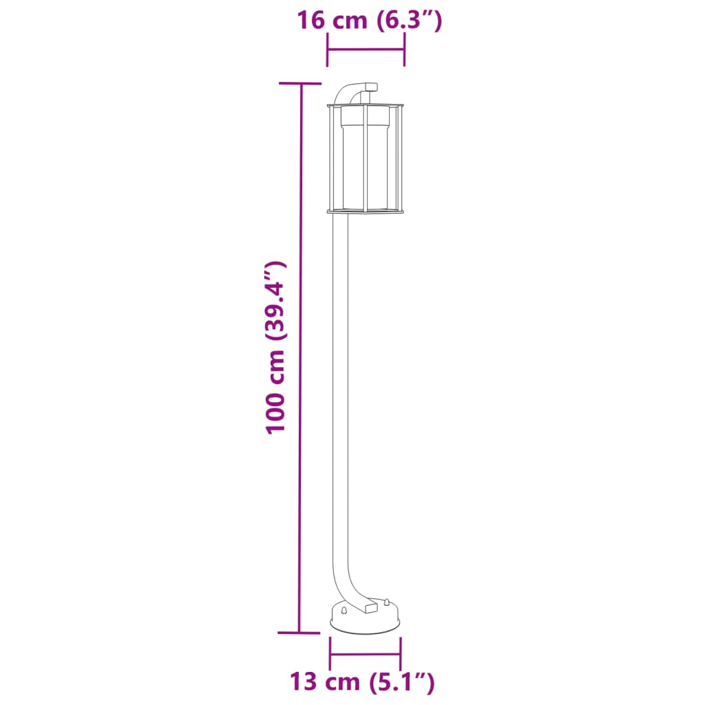 Venkovní stojací lampy 3 ks černé 100 cm nerezová ocel