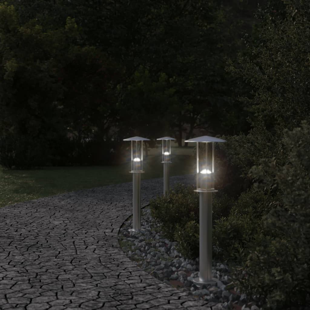 Venkovní stojací lampa stříbrná 60 cm nerezová ocel