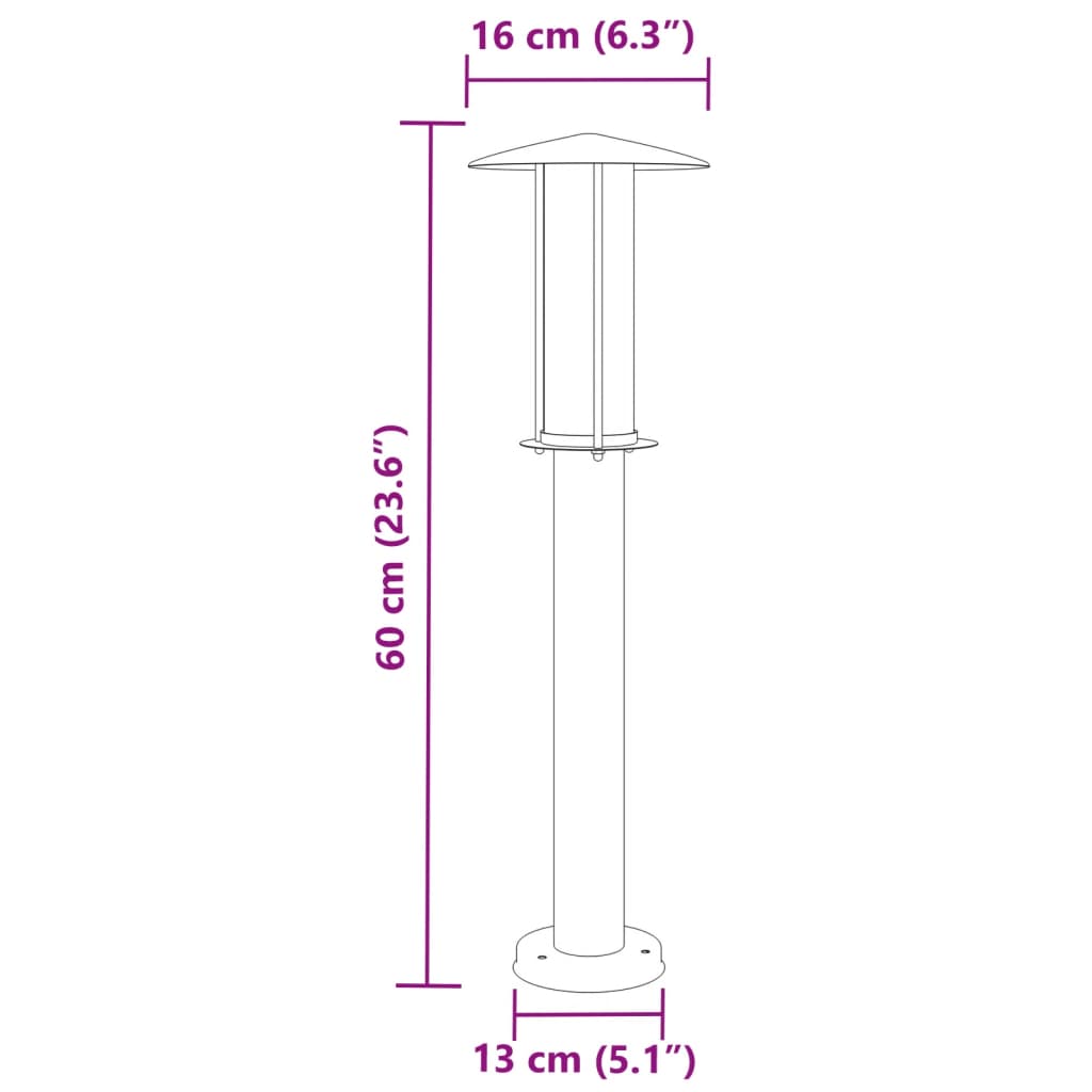Venkovní stojací lampa stříbrná 60 cm nerezová ocel