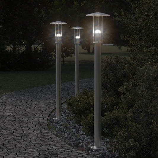 Venkovní stojací lampy 3 ks stříbrné 100 cm nerezová ocel