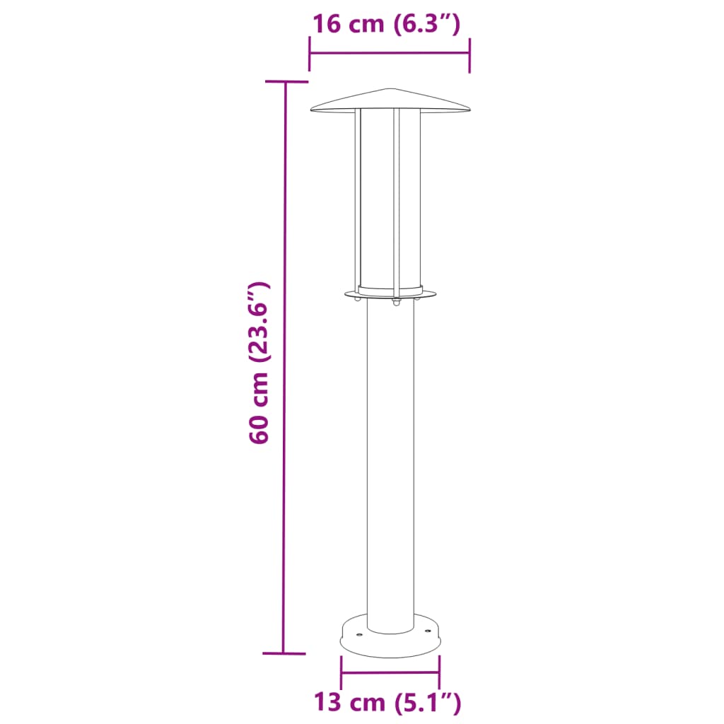 Venkovní stojací lampa černá 60 cm nerezová ocel