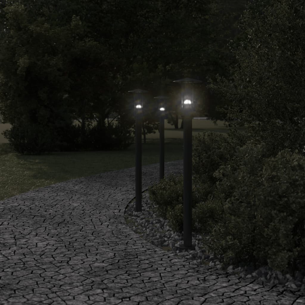 Venkovní stojací lampy 3 ks černé 100 cm nerezová ocel
