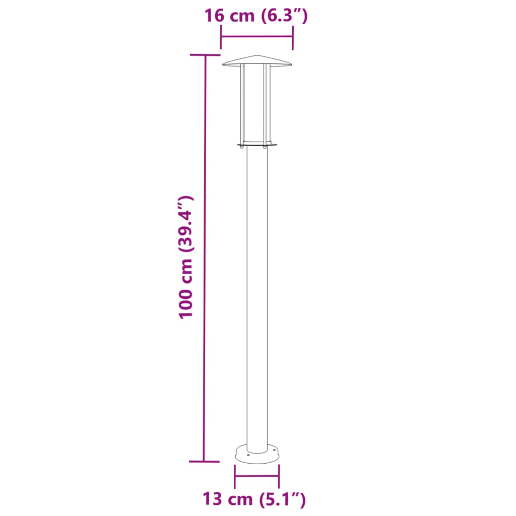 Venkovní stojací lampy 3 ks černé 100 cm nerezová ocel