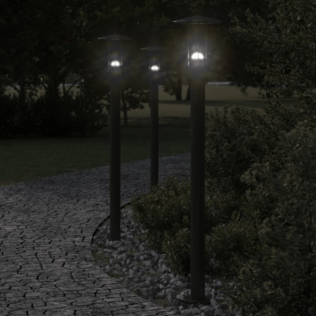 Venkovní stojací lampy 3 ks černé 100 cm nerezová ocel