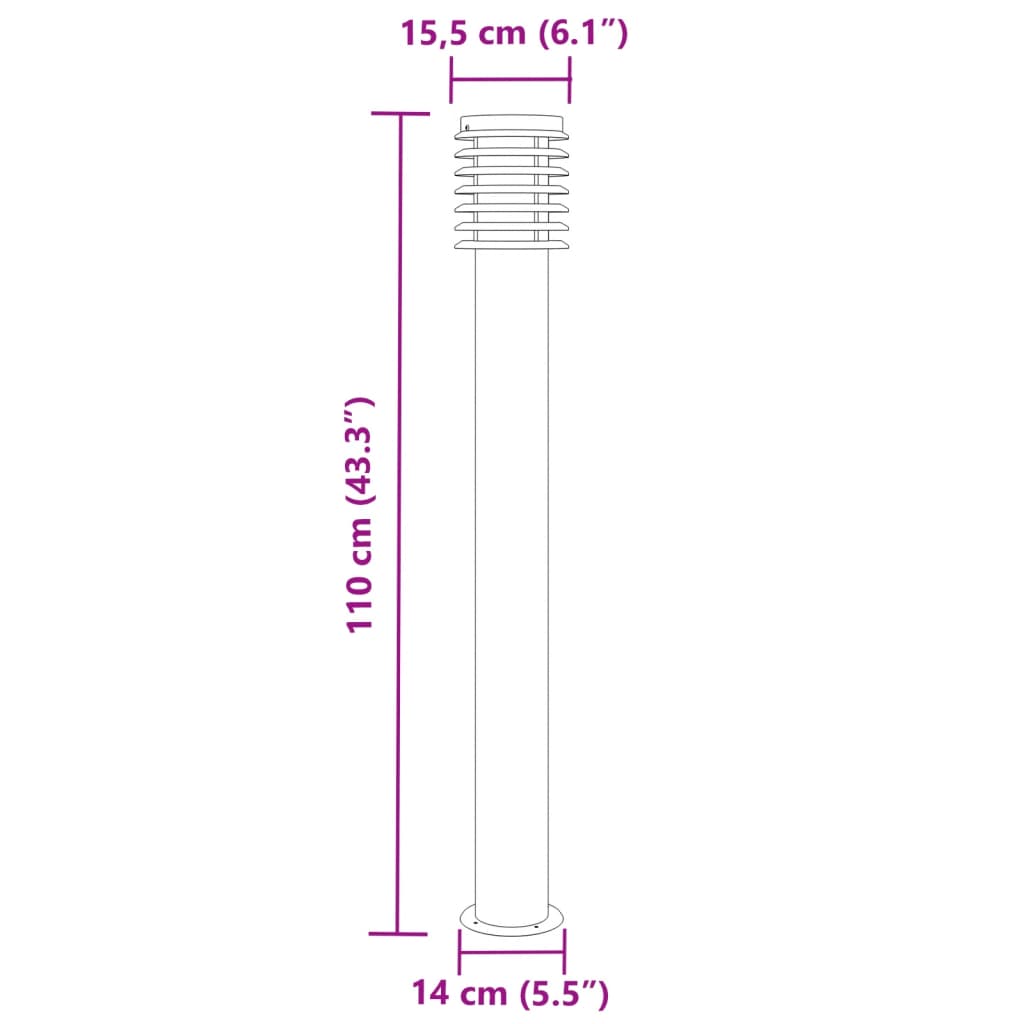 Venkovní stojací lampa stříbrná 110 cm nerezová ocel