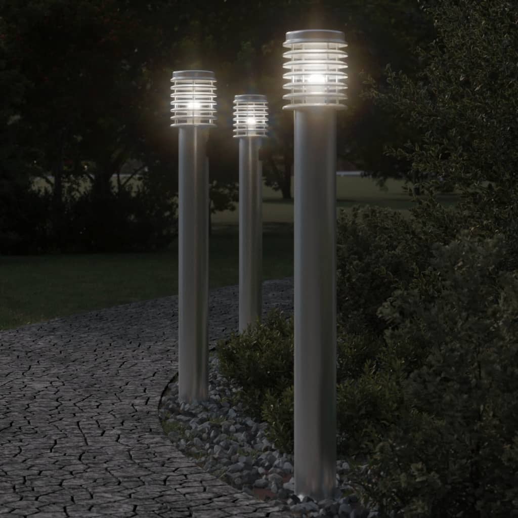 Venkovní stojací lampa stříbrná 110 cm nerezová ocel