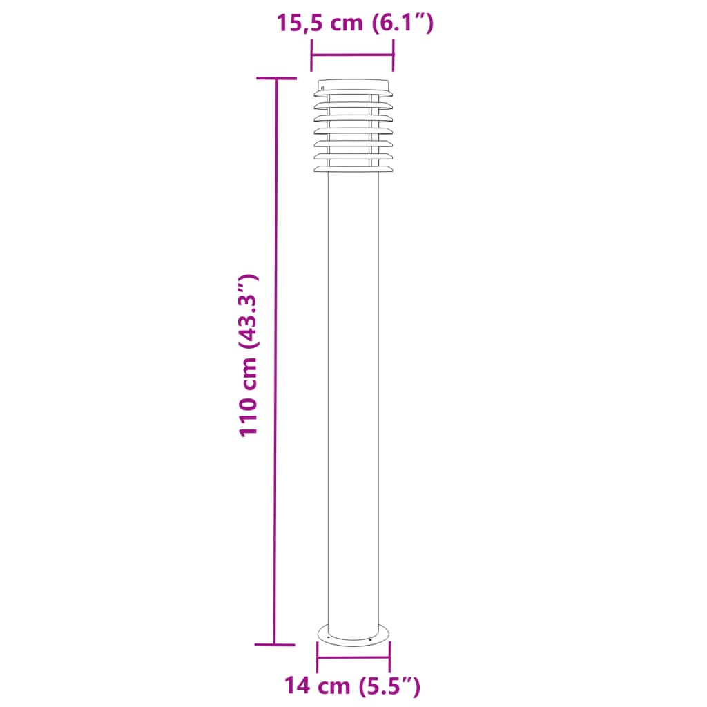 Venkovní stojací lampa černá 110 cm nerezová ocel