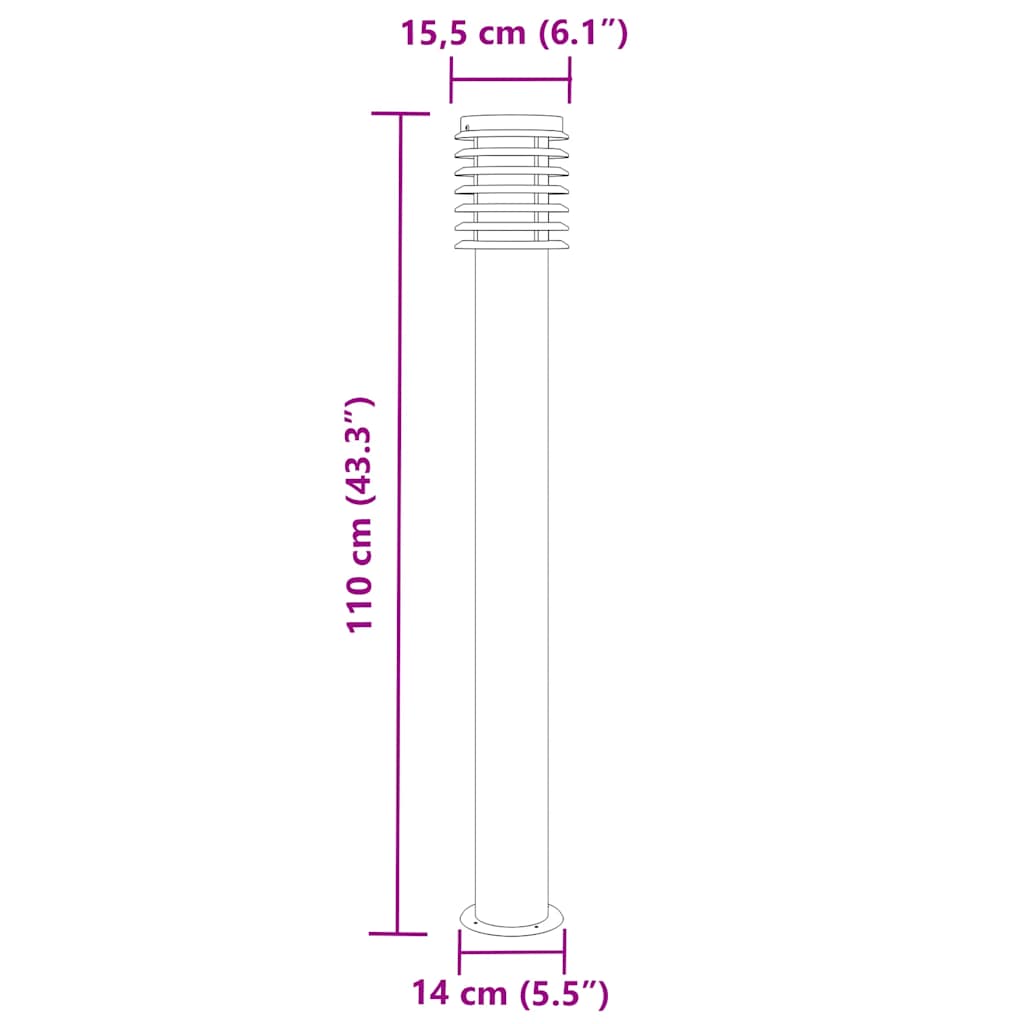 Venkovní stojací lampy 3 ks černé 110 cm nerezová ocel