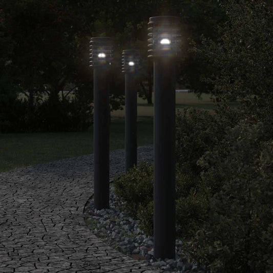Venkovní stojací lampy 3 ks černé 110 cm nerezová ocel