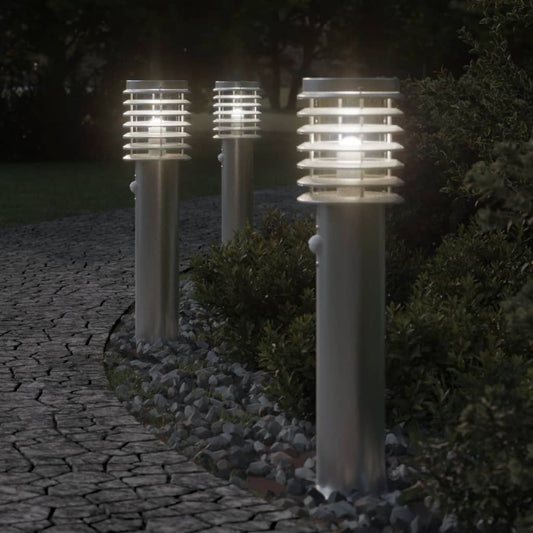Venkovní stojací lampa s čidlem stříbrná 60 cm nerezová ocel