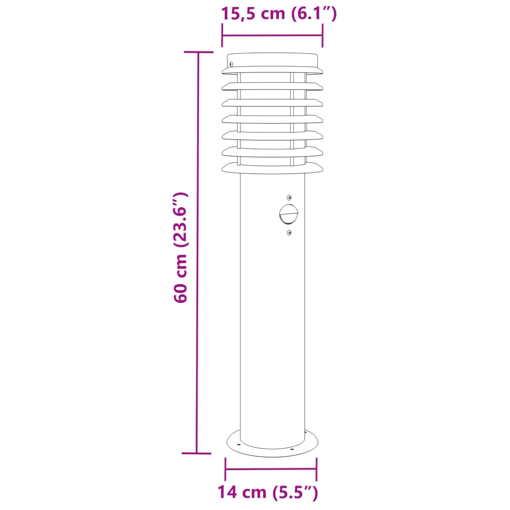 Venkovní stojací lampy s čidly 3 ks stříbrné 60cm nerezová ocel
