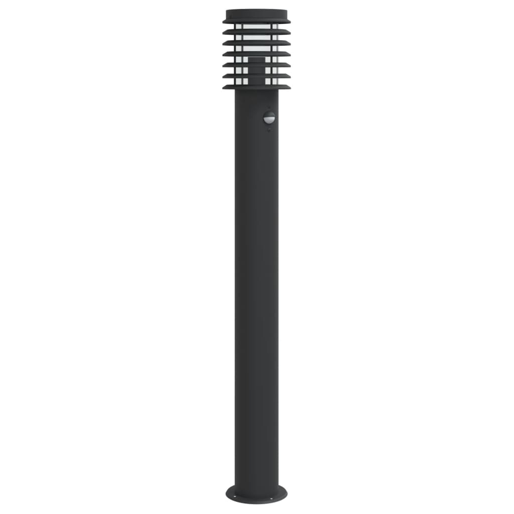 Venkovní stojací lampa s čidlem černá 110 cm nerezová ocel