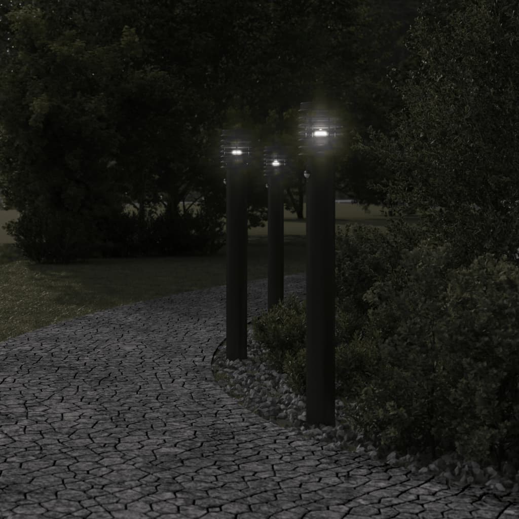 Venkovní stojací lampa s čidlem černá 110 cm nerezová ocel