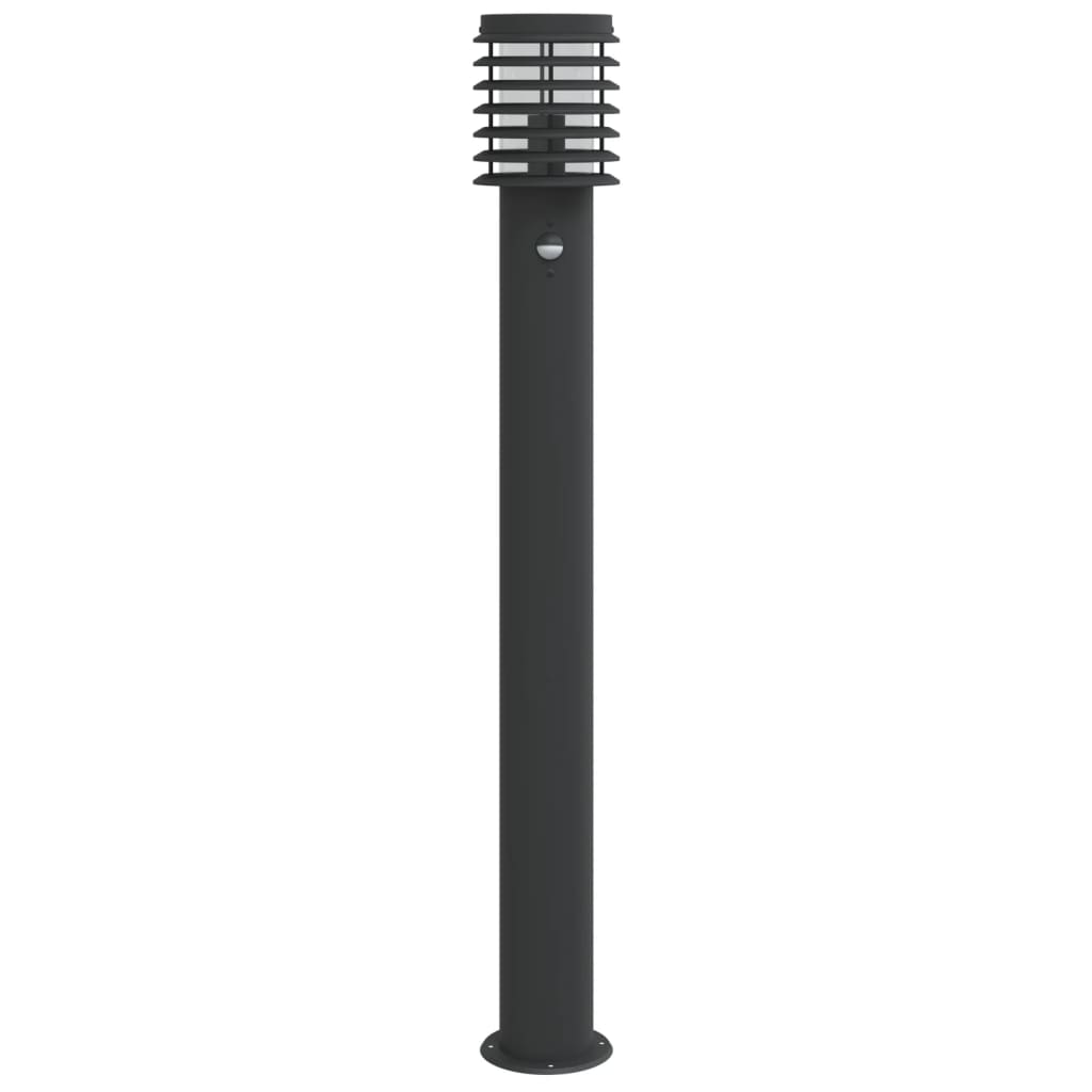Venkovní stojací lampa s čidlem černá 110 cm nerezová ocel