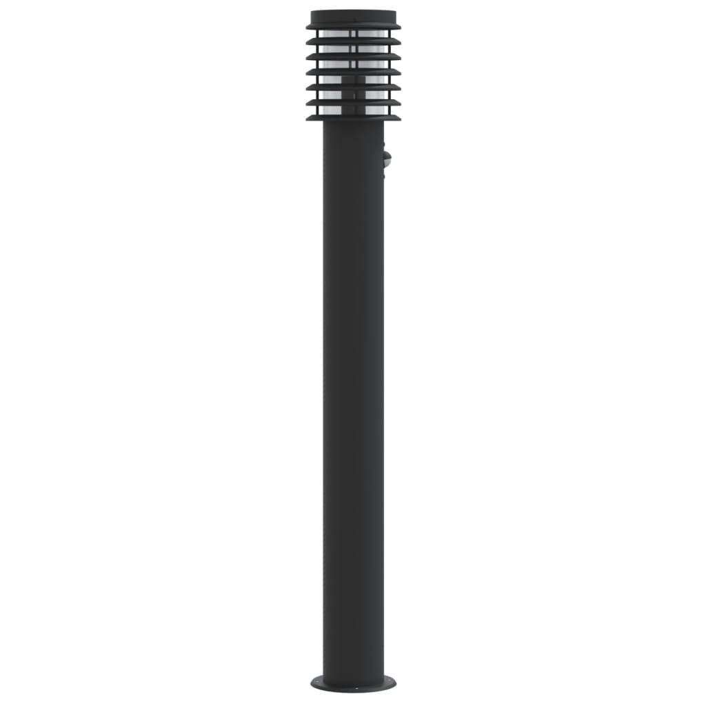 Venkovní stojací lampa s čidlem černá 110 cm nerezová ocel