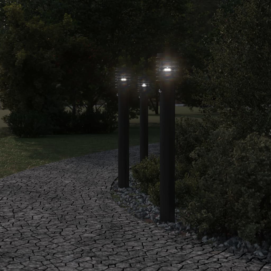 Venkovní stojací lampy s čidly 3 ks černé 110 cm nerezová ocel