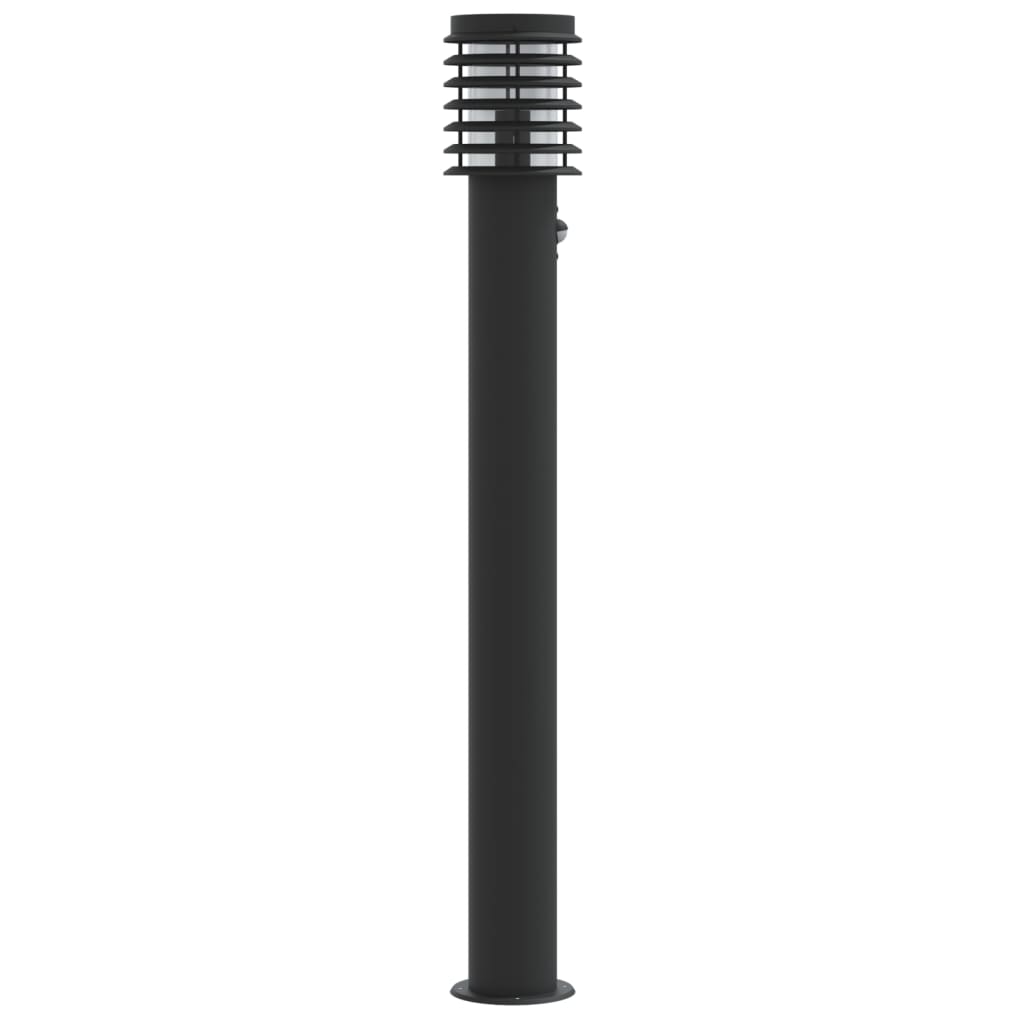 Venkovní stojací lampy s čidly 3 ks černé 110 cm nerezová ocel