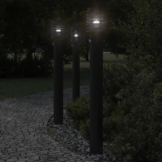 Venkovní stojací lampy s čidly 3 ks černé 110 cm nerezová ocel