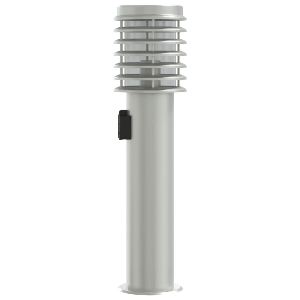 Venkovní stojací lampy se zásuvkou 3 ks stříbrné 60 cm ocel