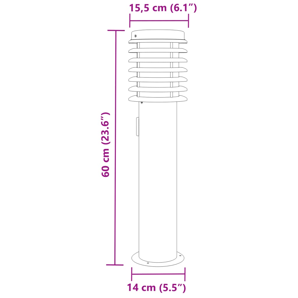 Venkovní stojací lampy se zásuvkou 3 ks stříbrné 60 cm ocel