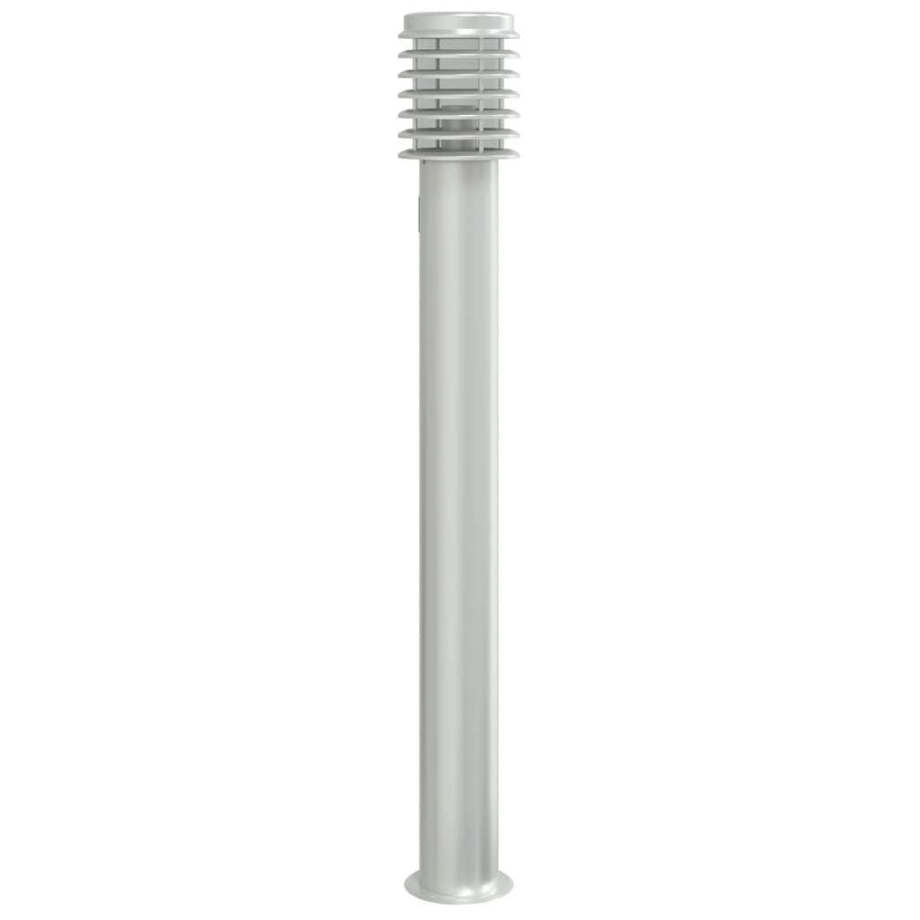 Venkovní stojací lampy se zásuvkou 3 ks stříbrné 110 cm ocel