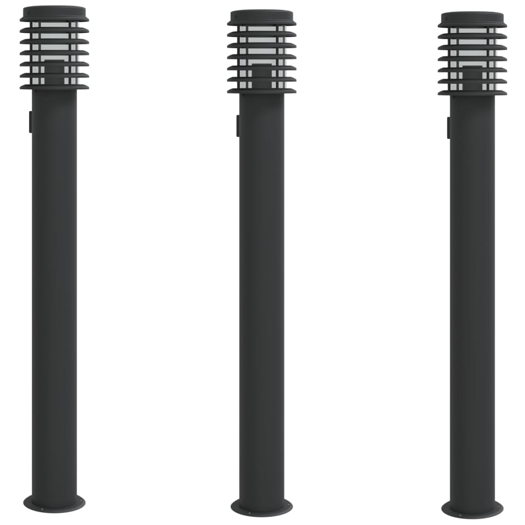 Venkovní stojací lampy se zásuvkou 3 ks černé 110 cm ocel