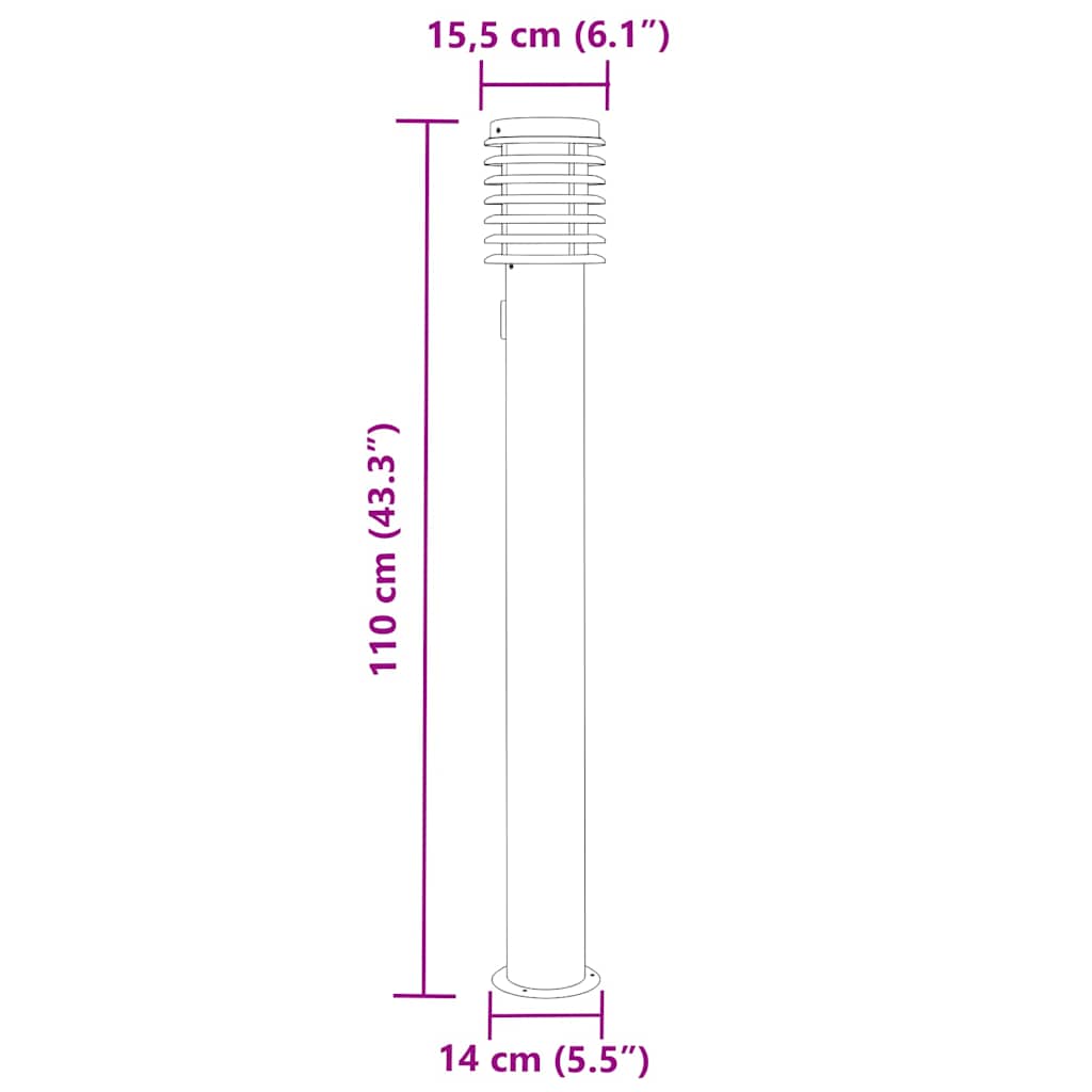 Venkovní stojací lampy se zásuvkou 3 ks černé 110 cm ocel