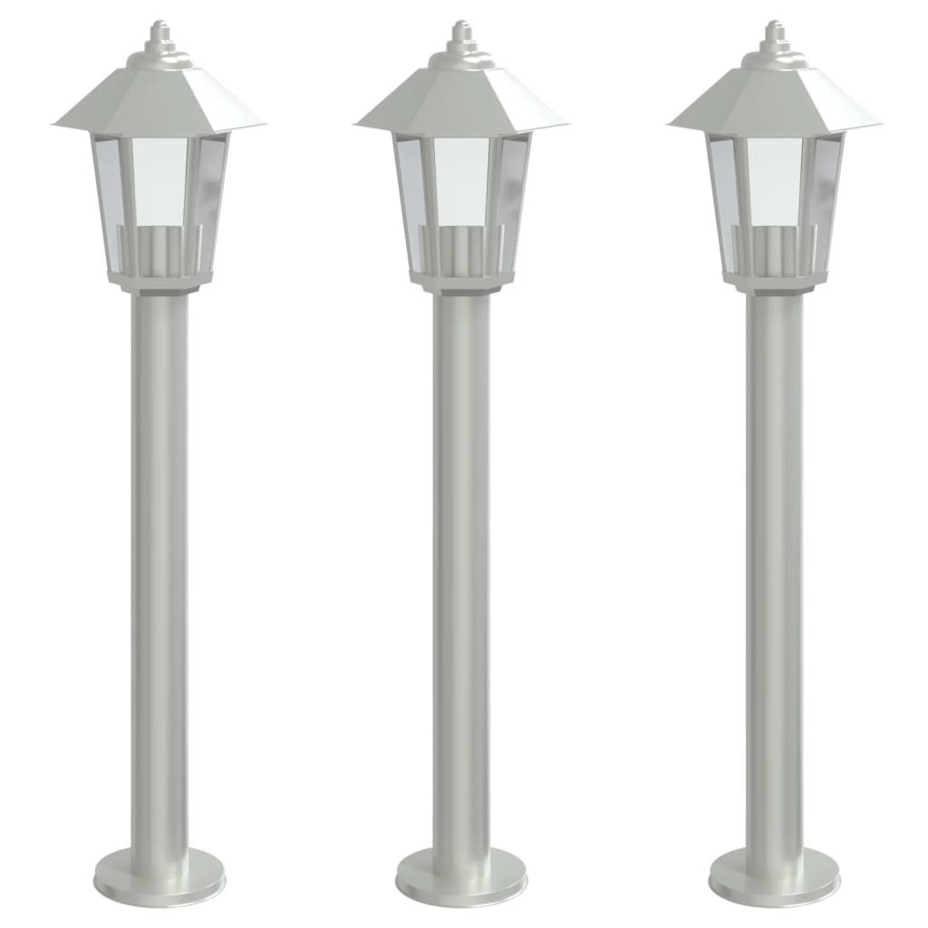 Venkovní stojací lampy 3 ks stříbrné 80 cm nerezová ocel