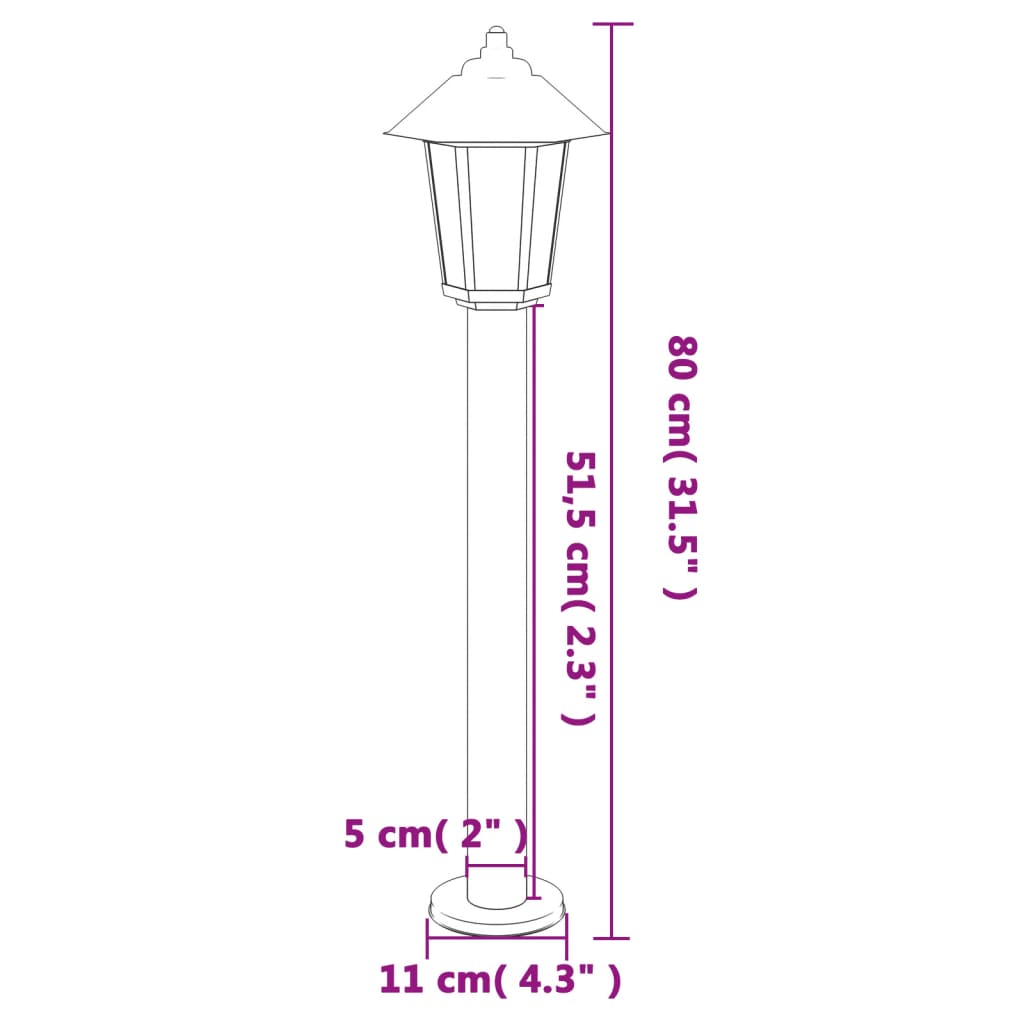 Venkovní stojací lampy 3 ks stříbrné 80 cm nerezová ocel