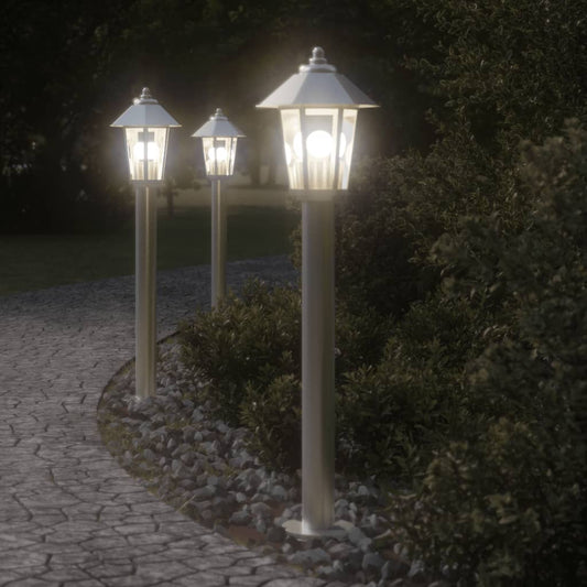 Venkovní stojací lampy 3 ks stříbrné 80 cm nerezová ocel