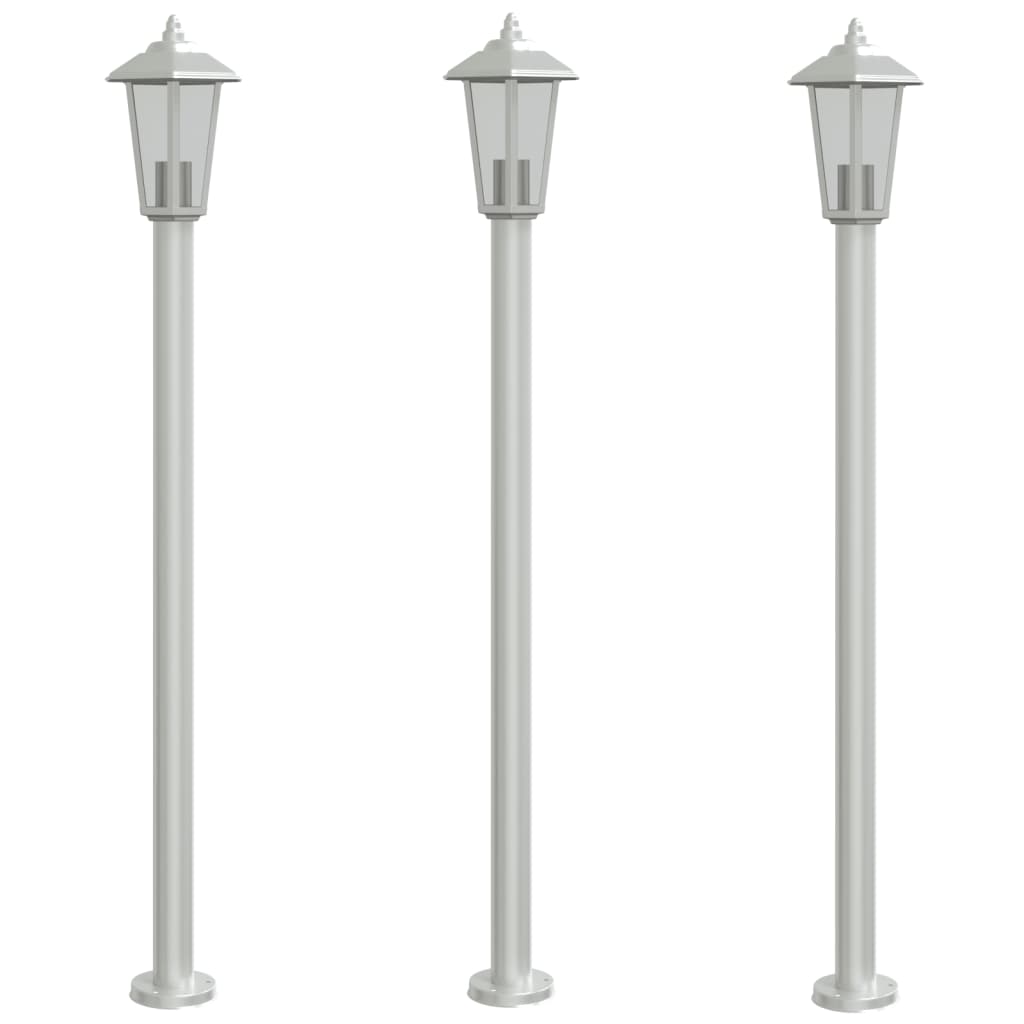 Venkovní stojací lampy 3 ks stříbrné 120 cm nerezová ocel