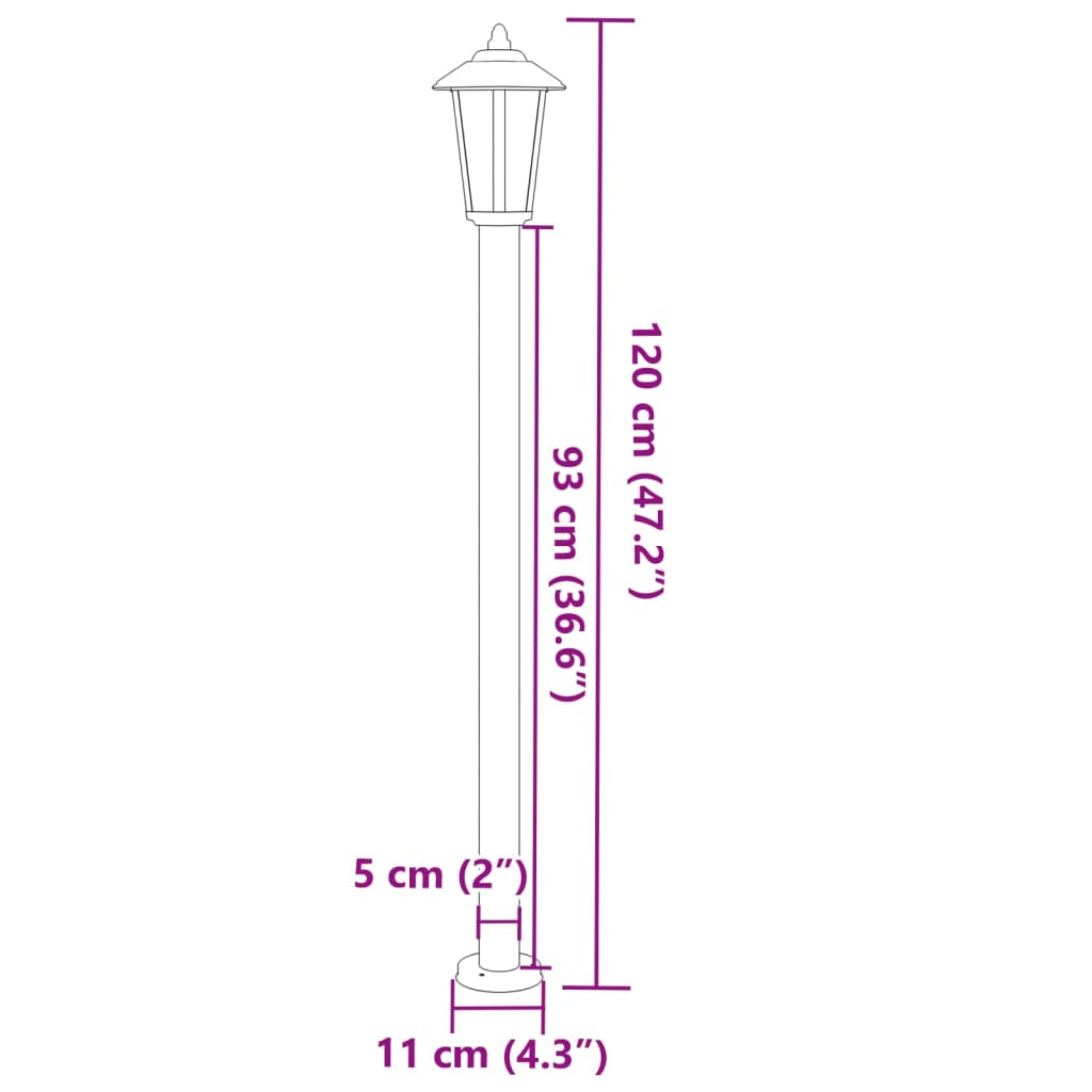 Venkovní stojací lampy 3 ks stříbrné 120 cm nerezová ocel