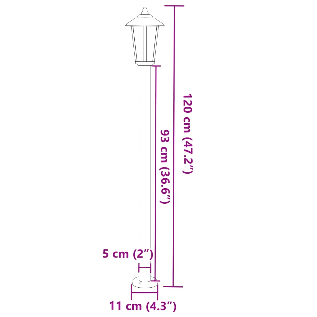 Venkovní stojací lampa černá 120 cm nerezová ocel