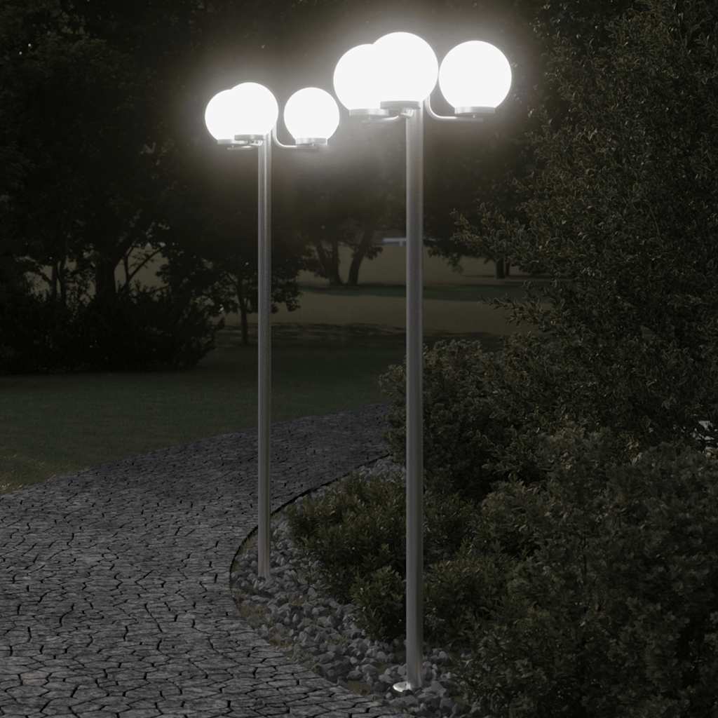 Venkovní stojací lampy 2 ks stříbrné 215 cm nerezová ocel